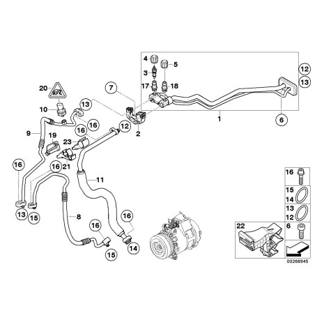 Valve Schrader de climatisation BMW - Pièce d'origine BMW64536940461