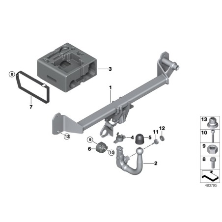 Porte-vélos arrière avec attelage à boule BMW - Pièce d'origine BMW71606870724