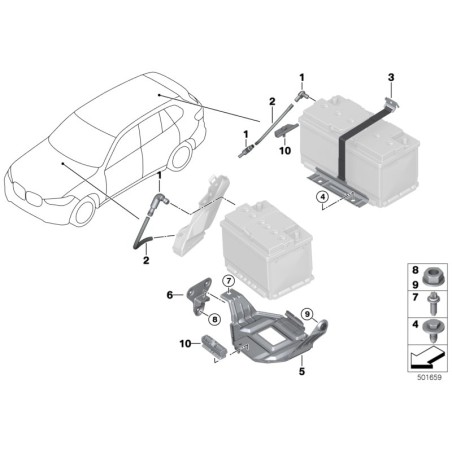 Tuyau de ventilation du respirateur de batterie avec joint à coude à 90° - Pièce d'origine BMW 61211377835.