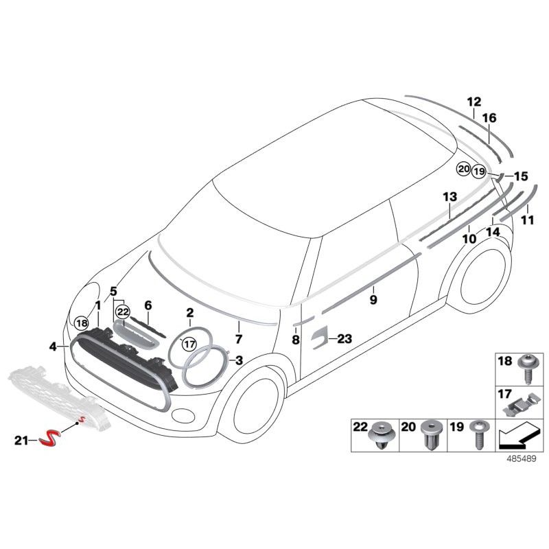 BMW/Calandre chromée / Prise d'air sur le capot - Pièce d'origine BMW51142348097