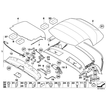 Harnais de câblage de verrouillage de capote décapotable BMW - Pièce d'origine BMW54347056280