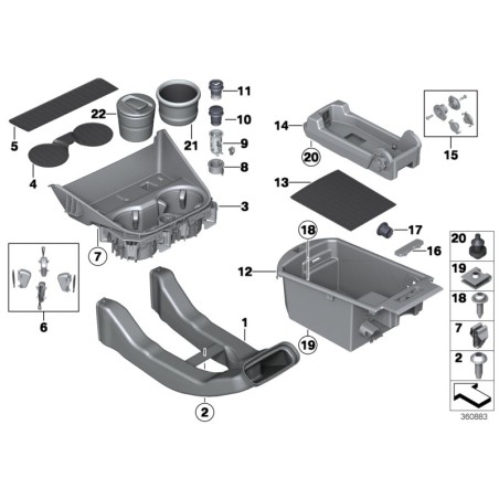 BMW/Insert de porte-gobelet - Pièce d'origine BMW51169239365