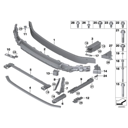 BMW/Élément de déformation inférieur droit - Pièce d'origine BMW51117301587