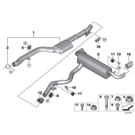 Support en caoutchouc d'échappement 1 pièce - Pièce d'origine BMW 18307616850