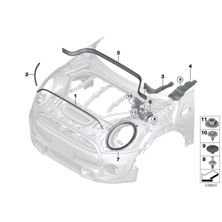 Joint d'étanchéité du capot avant BMW - Pièce d'origine BMW51767300559