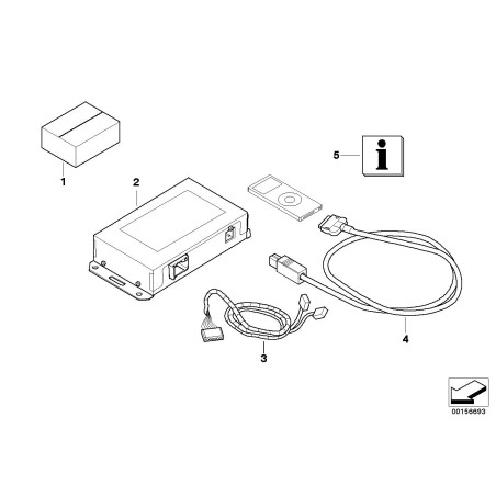 Câble BMW/IPod noir - Pièce d'origine BMW65112154179