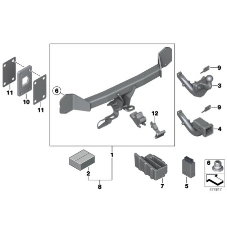 Kit de rétrofit d'attelage de remorque - Pièce d'origine BMW 82112287405