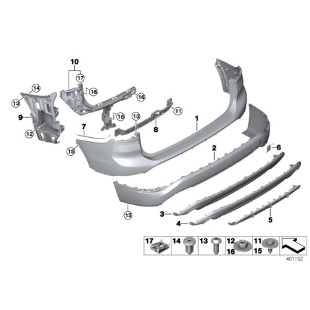 Garniture de panneau de pare-chocs arrière BO - Pièce d'origine BMW 51127403397