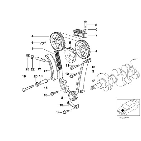 Guide de chaîne de distribution supérieure - Pièce d'origine BMW 11311247483