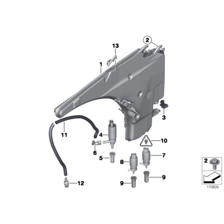 Réservoir de liquide lave-glace pour pare-brise - Pièce d'origine BMW 61667238669