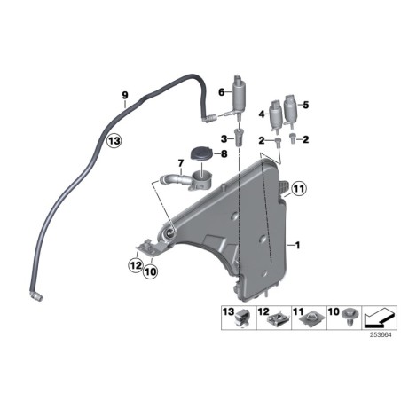 Pompe de lave-glace arrière arrière - Pièce d'origine BMW 67127302588