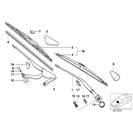 Guide de lame d'essuie-glace gauche - Pièce d'origine BMW 61618215613