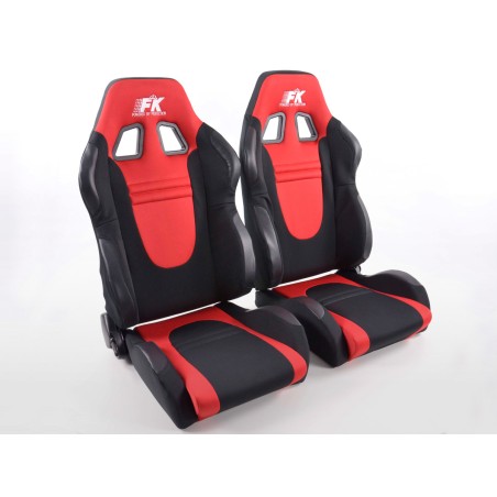 Sièges sport FK demi-sièges baquets Set Racecar tissu noir / rouge Sièges sport FK demi-sièges baquets Set Racecar tissu noir / rouge