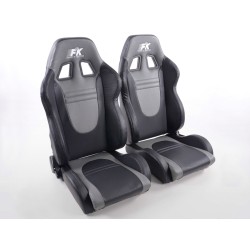 Sièges sport FK demi-sièges baquets Set Racecar cuir synthétique noir / gris