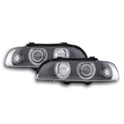 Phares xenon angel eyes BMW Série 5 E39 95-00 noir