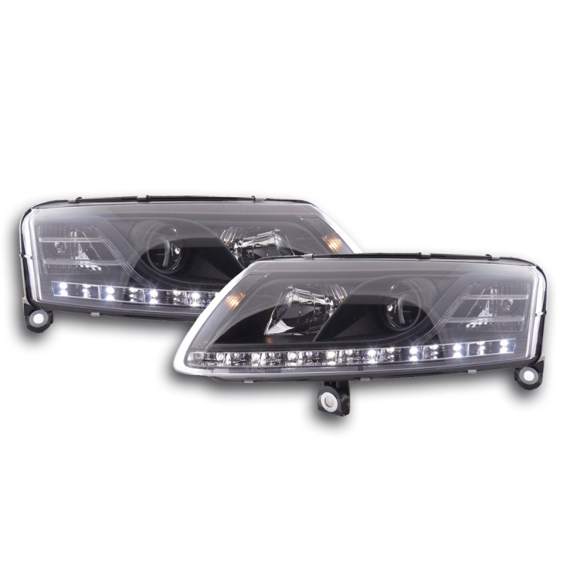 Phare Daylight LED look DRL Audi A6 type 4F 04-08 noir pour conduite à droite