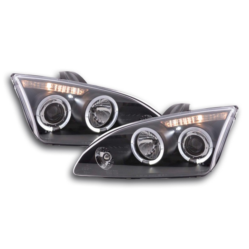 Jeu de phares angel eyes Ford Focus 2 05-08 noir