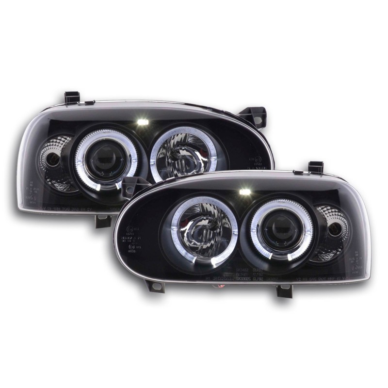 Phares pour VW Golf 3 type 1HXO 1 EXO 91-97 noir