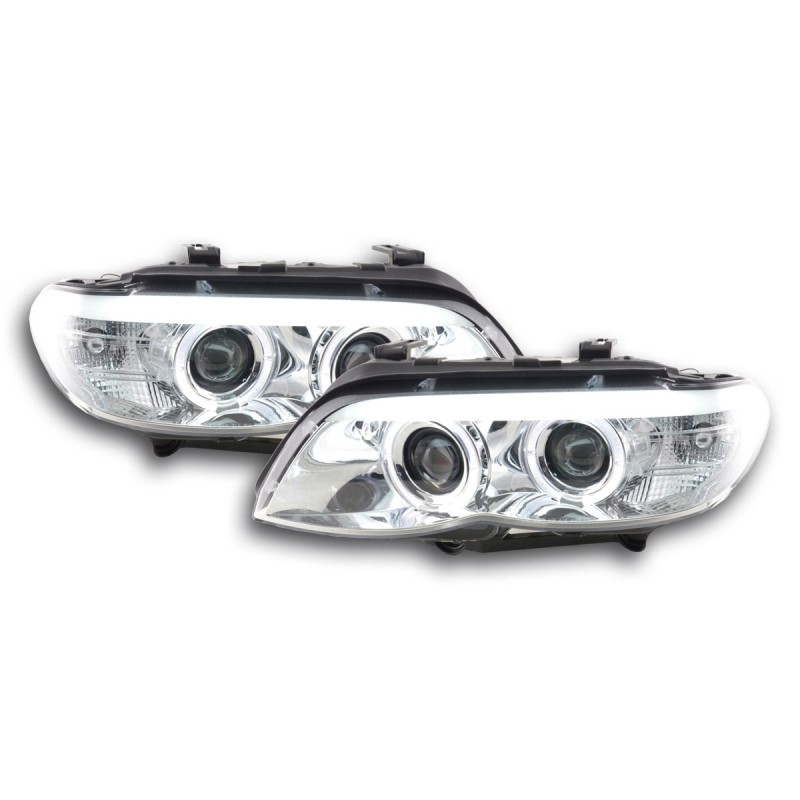 Phares Xenon Daylight LED look DRL BMW X5 E53 03-06 chrome