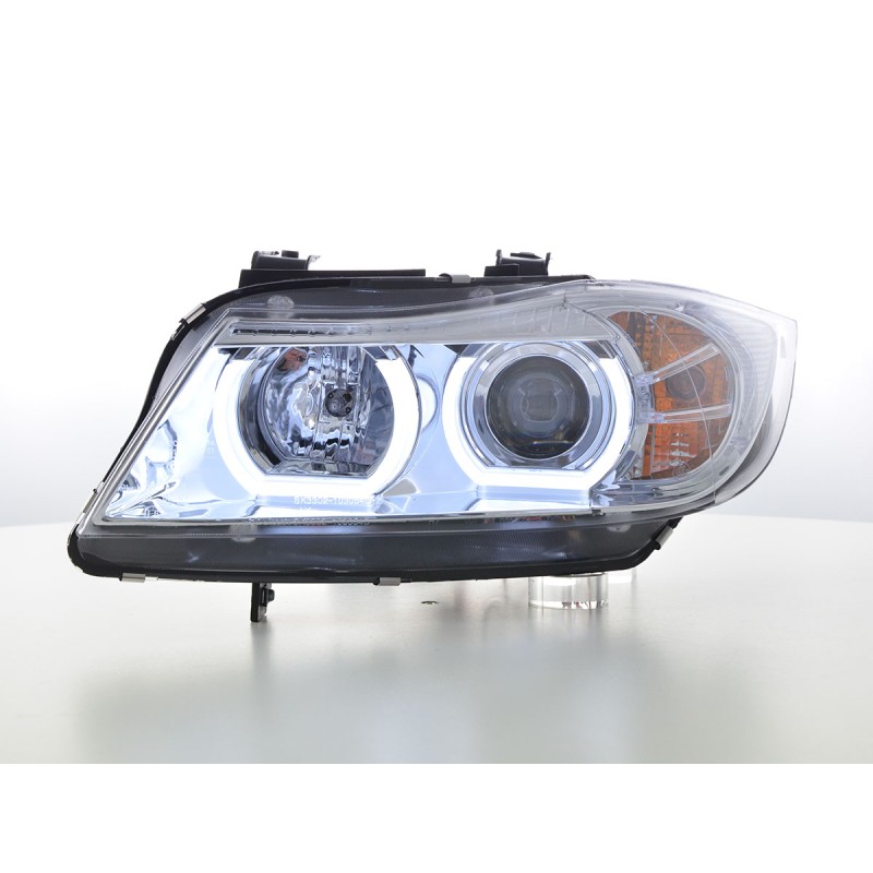 Phares Xenon Daylight LED look DRL BMW Série 3 E90 / E91 05-08 chrome