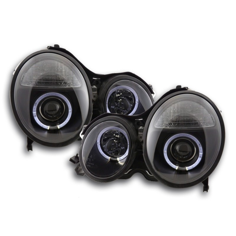 Phare Angel Eye Mercedes Classe E type W210 99-01 noir pour conduite à droite