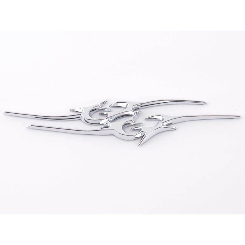 Autocollant chrome 3D Car Logo motif Tribal III 135x30 mm chrome