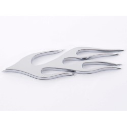 Autocollant chrome 3D Car Logo motif Flame 115x45 mm chrome