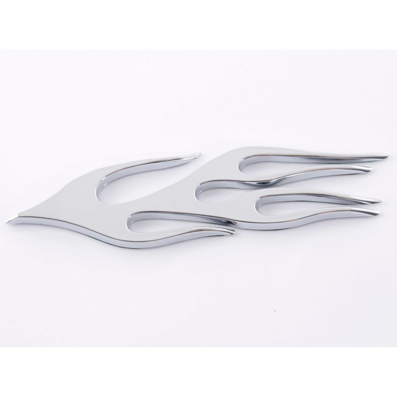 Autocollant chrome 3D Car Logo motif Flame 115x45 mm chrome
