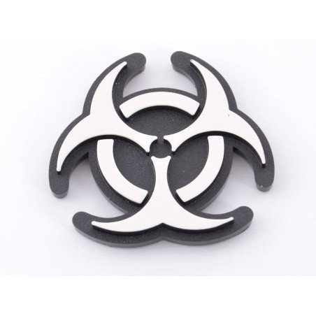 Autocollant chrome motif logo voiture 3D Radioactiv 52x52 mm chrome