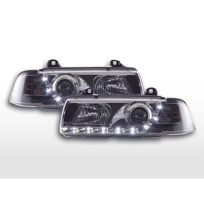 Phare Daylight LED DRL look BMW Série 3 Coupé, Cabrio type E36 92-98 chrome