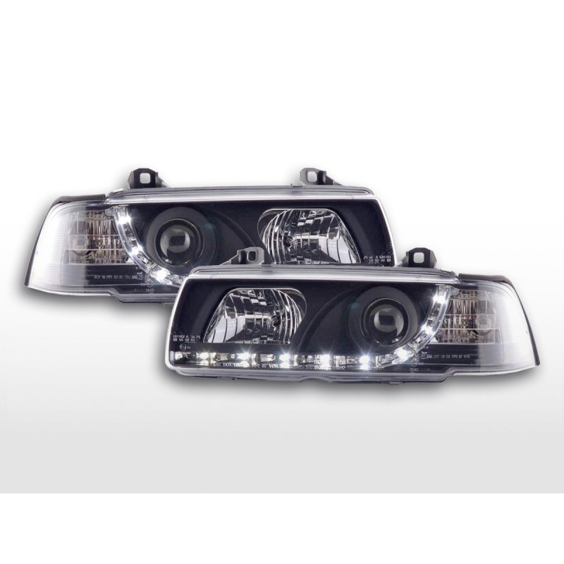 Phare Daylight LED DRL look BMW Série 3 Limo type E36 92-98 noir