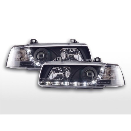 Phare Daylight LED DRL look BMW Série 3 Limo type E36 92-98 noir Phare Daylight LED DRL look BMW Série 3 Limo type E36 92-98 noir