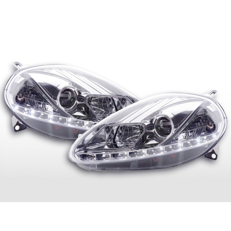 Phare Daylight LED DRL look Fiat Grande Punto type 199 08- chromé