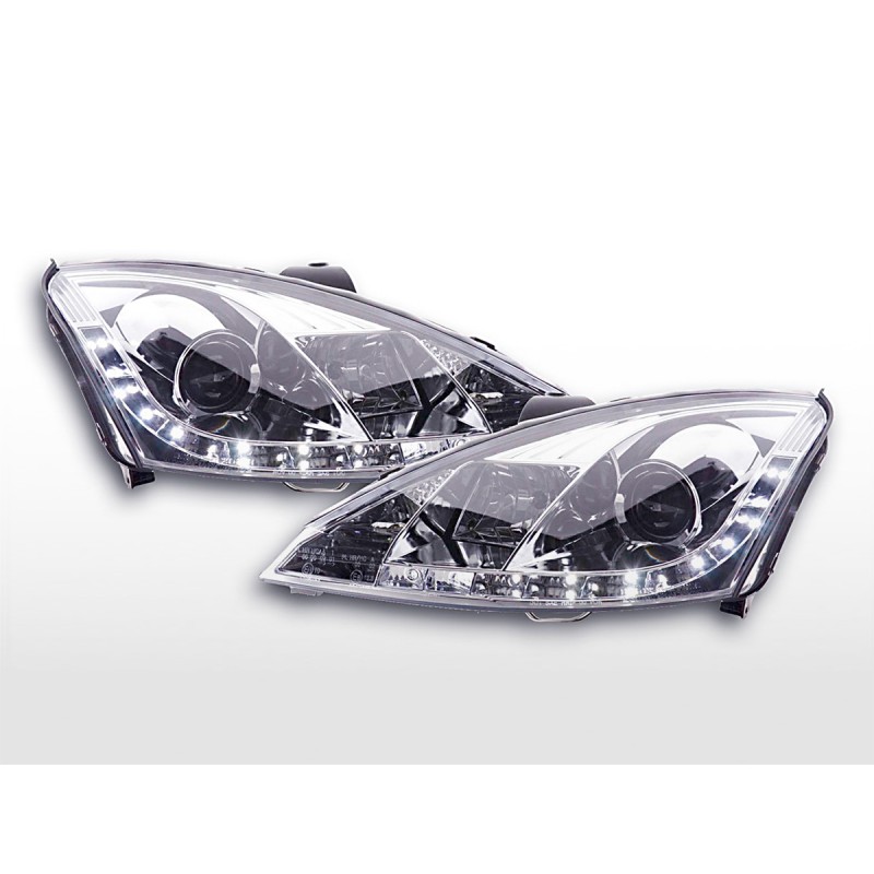 Phare Daylight à LED DRL look Ford Focus 3/4/5 portes. 01-04 chromé