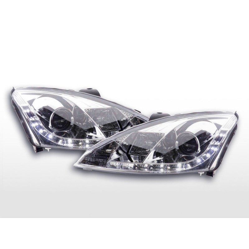 Phare Daylight à LED DRL look Ford Focus 3/4/5 portes. 98-01 chromé