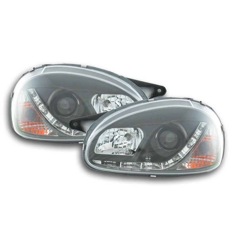 Phare Daylight LED DRL look Opel Corsa B 94-00 noir
