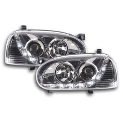 Phare Daylight LED DRL look VW Golf 3 type 1HXO 1EXO 91-97 chrome
