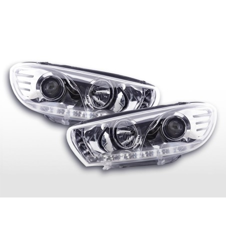 Phare avant LED DRL look VW Scirocco 3 Type 13 08-14 chromé