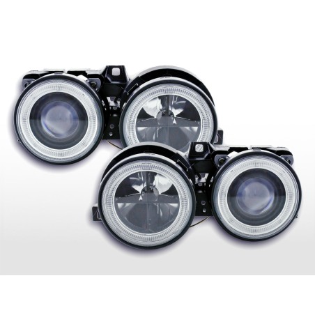 Jeu de phares angel eyes BMW 3er type E30 2/4 portes. 87-91 noir Jeu de phares angel eyes BMW 3er type E30 2/4 portes. 87-91 noir