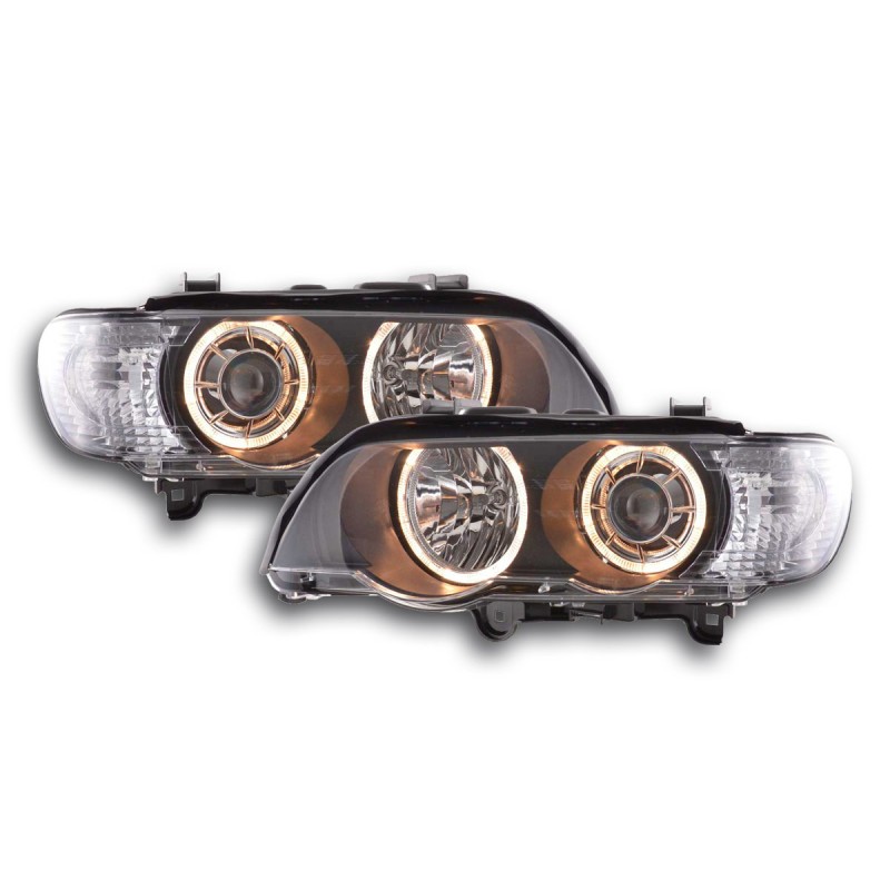 Phare Angel Eye BMW X5 type E53 00-03 noir
