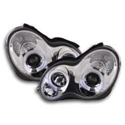 Jeu de phares Mercedes Classe C type W203 00-07 chrome pour conduite à droite