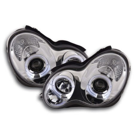 Jeu de phares Mercedes Classe C type W203 00-07 chrome pour conduite à droite Jeu de phares Mercedes Classe C type W203 00-07 chrome pour conduite à droite