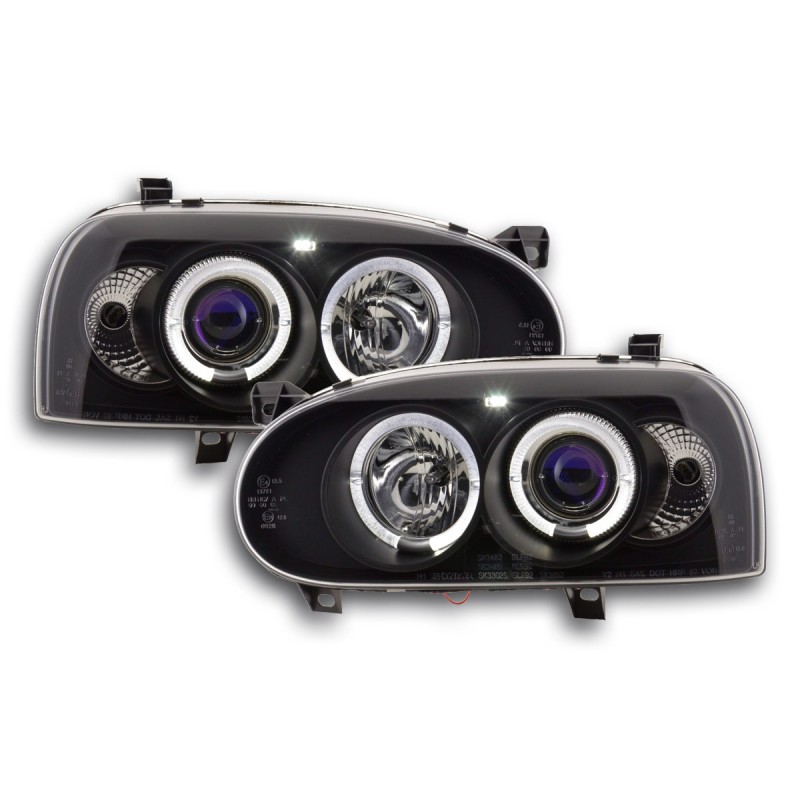 Phares pour VW Golf 3 type 1HXO 1 EXO 91-97 noir