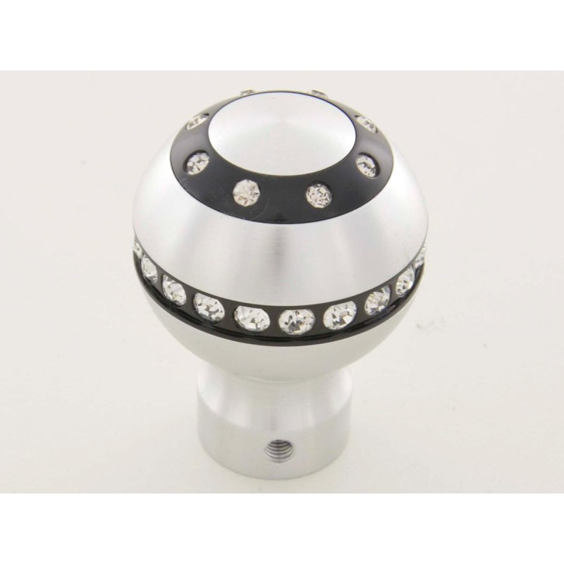 Pommeau de vitesse en aluminium avec cristaux, surface chromée