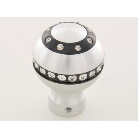 Pommeau de vitesse en aluminium avec cristaux, surface chromée Pommeau de vitesse en aluminium avec cristaux, surface chromée