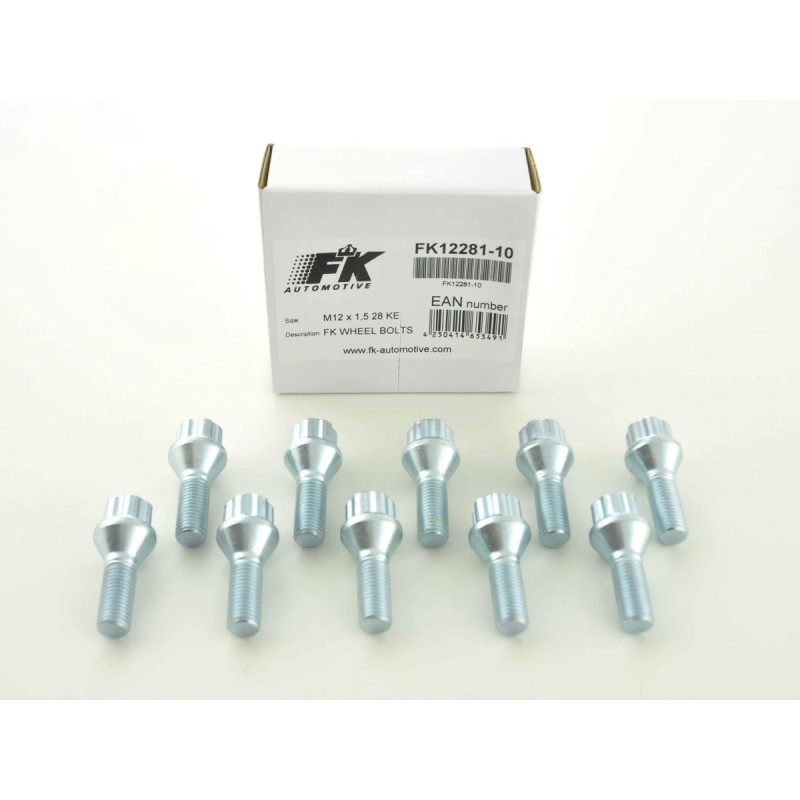 Jeu de boulons de roue (8 pcs.) Longueur d'arbre à collier conique 42 mm M12x1,25 argent