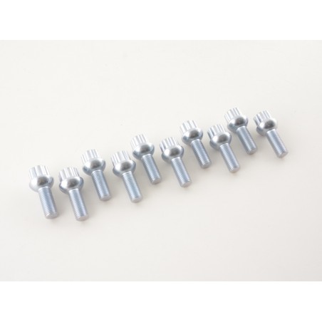 Jeu de boulons de roue (10 pcs.) Longueur d'arbre 29 mm Collier sphérique argent M12x1,5 Jeu de boulons de roue (10 pcs.) Longueur d'arbre 29 mm Collier sphérique argent M12x1,5