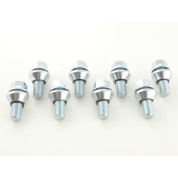 Jeu de boulons de roue (8 pièces) Longueur d'arbre 21 mm, collier conique argent M14x1,5