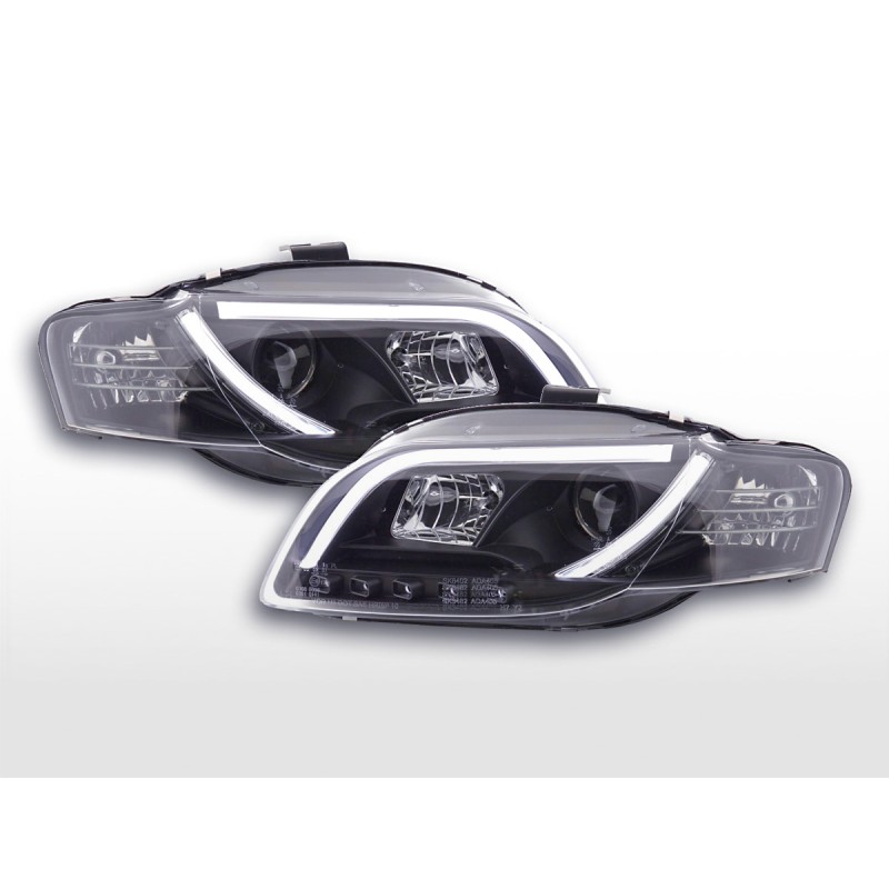 Phare Daylight à LED DRL look Audi A4 type 8E 04-08 noir pour conduite à droite
