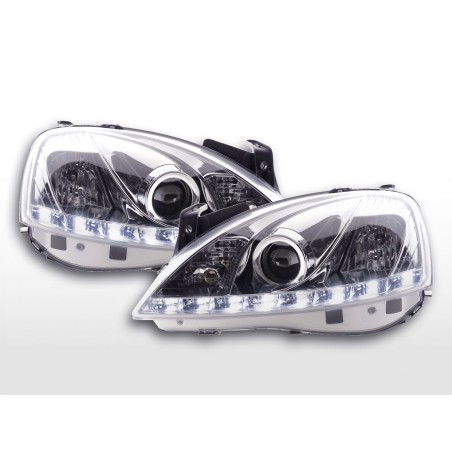 Phare Daylight LED Feux de jour LED Opel Corsa C 01-06 chrome Phare Daylight LED Feux de jour LED Opel Corsa C 01-06 chrome